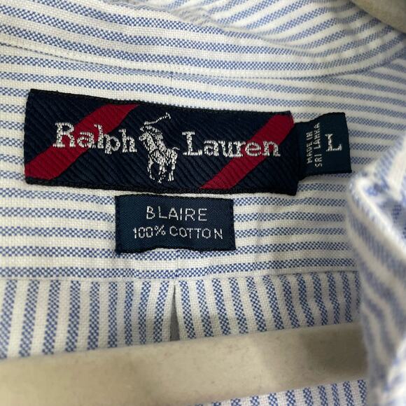 Ralph Lauren Blaire 100% Cotton stripped LS button up men's shirt size Large - Picture 10 of 15